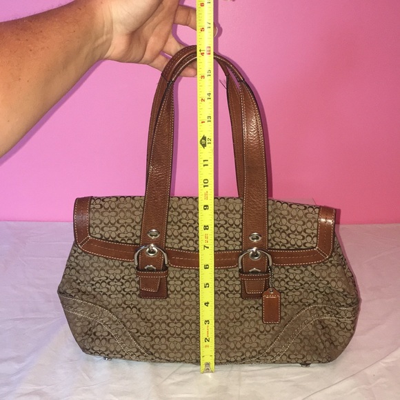 Coach Soho Brown Signature Flap Jacquard Leather Satchel F12312 - Picture 13 of 14